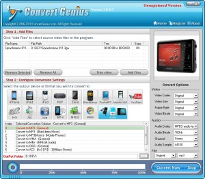 Convert Genius Startscreen - 3GA to MP3 Convert Genius Startscreen - 3GA to MP3