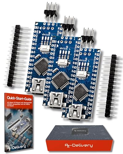 AZDelivery 3 x Nano V3.0 mit Atmega328 CH340 100% Arduino kompatibel mit Nano V3 inklusive E-Book!