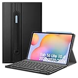 Fintie Tastatur Hülle für Samsung Galaxy Tab S6 Lite 10.4 2022/2020 SM-P610/P613/P615/P619 - Keyboard Case mit Magnetisch Abnehmbarer Deutscher Tastatur, Schwarz